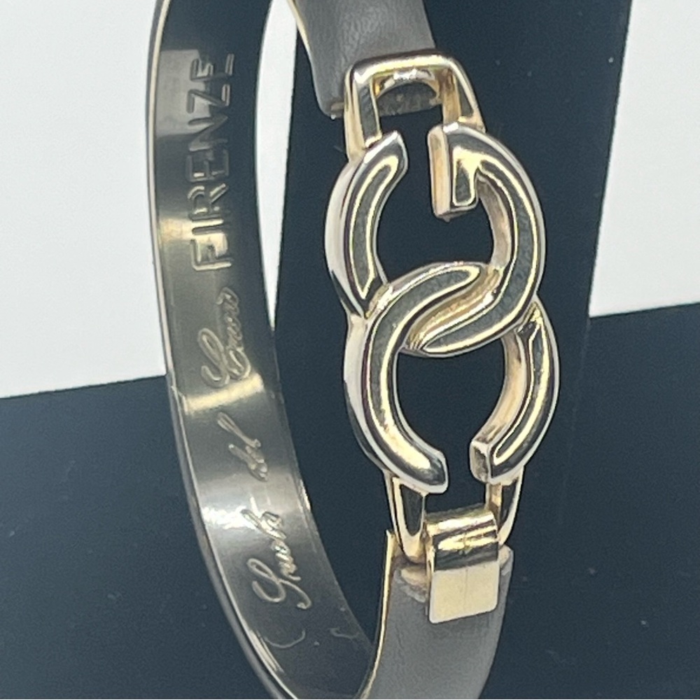 Scuola del Cuoio Firenze Italian Leather Bracelet Gray - Picture 6 of 11